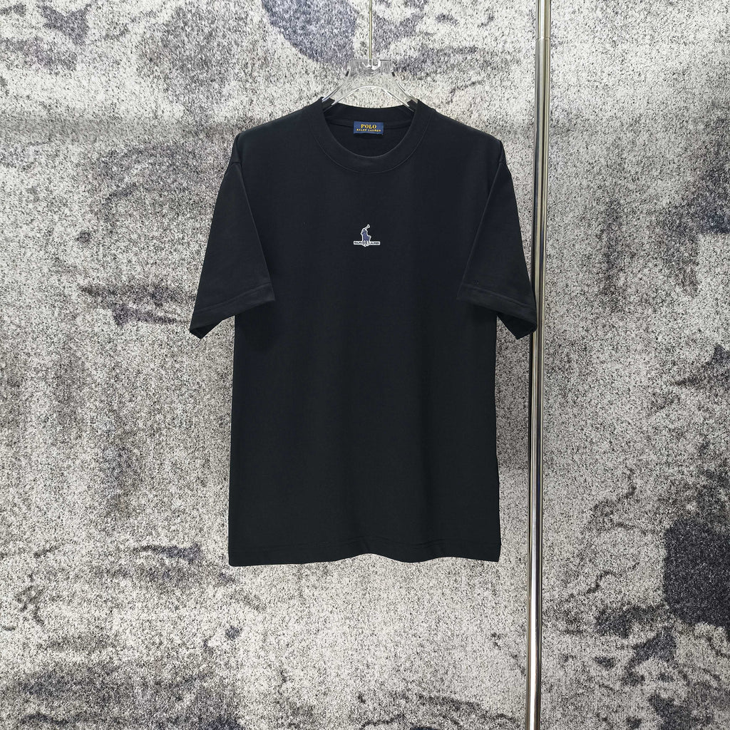 Men's Crew‑Neck Short‑Sleeve T‑Shirt, Navy Pony Chest Embroidery