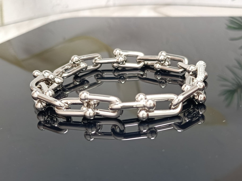 TIFFANY HARDWEAR BRACELET PINK GOLD AND SILVER DIAMOND