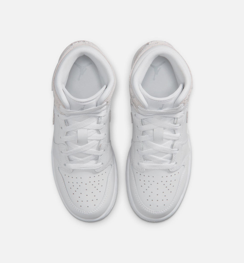 Air Jordan 1 Mid SE Grade School Lifestyle Shoe – White/Field Silver