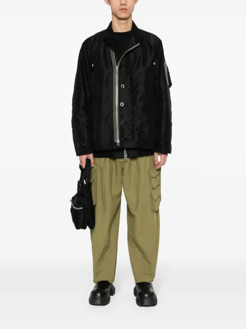 sacai contrasting-trim layered bomber jacket