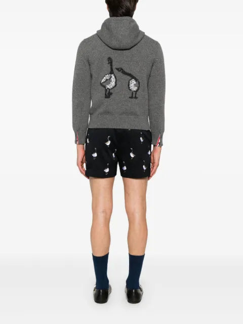 Thom Browne geese intarsia merino wool hoodie