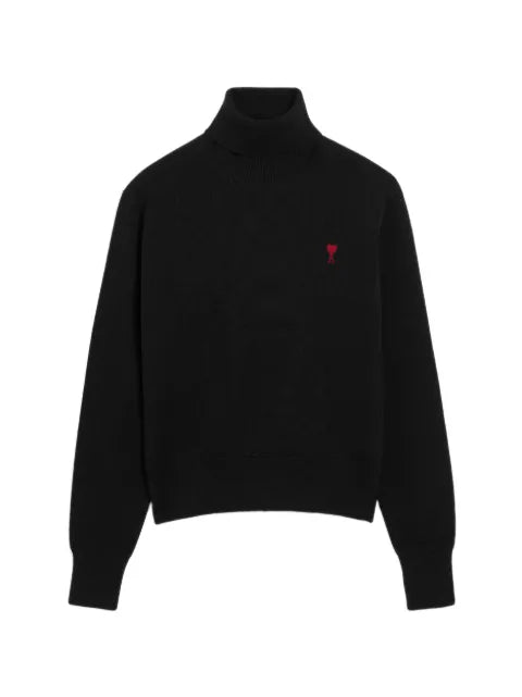 AMI Paris black wool Ami de Coeur turtle neck sweater