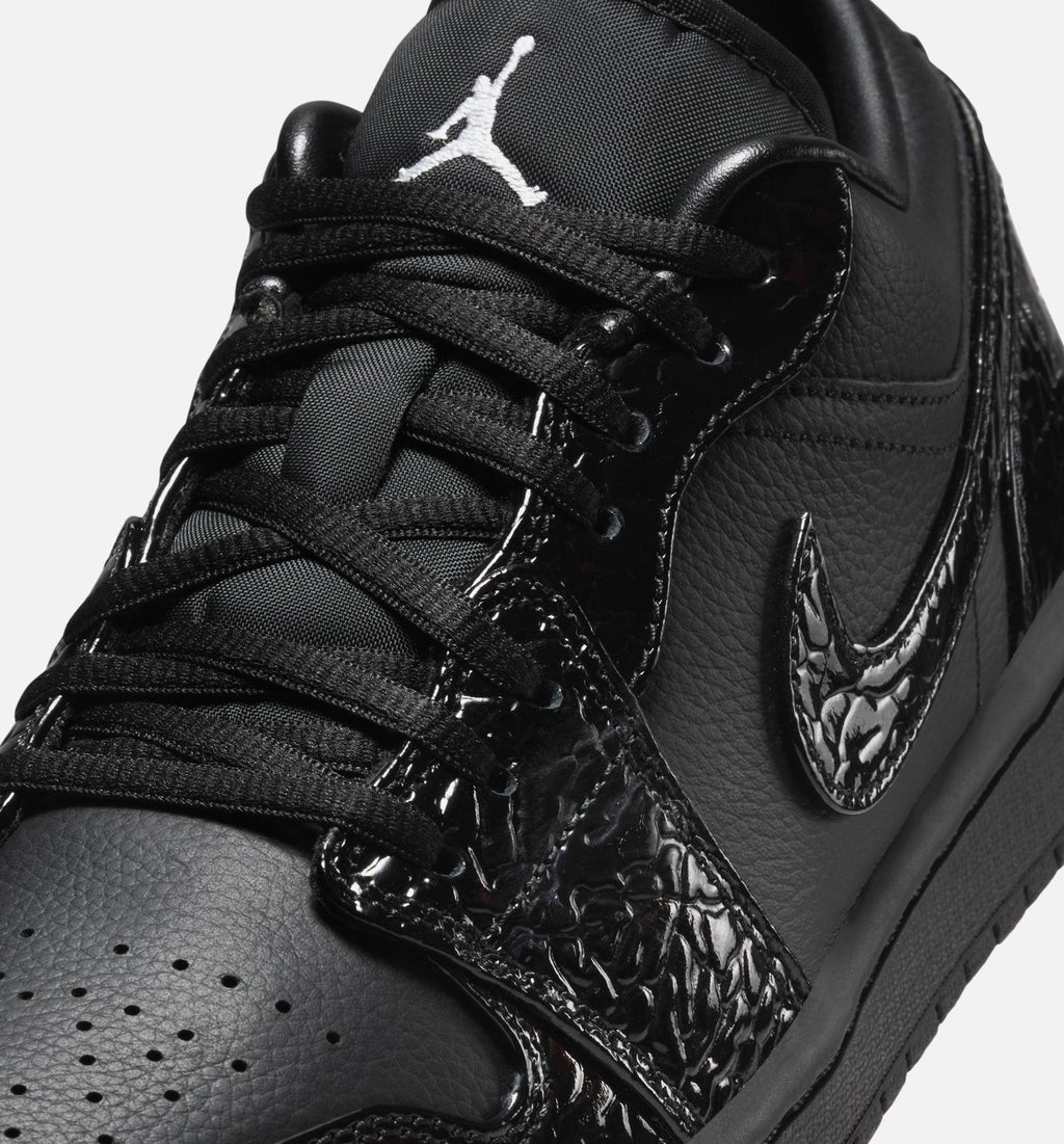 Air Jordan 1 Low Patent Elephant Women's Lifestyle Shoe - Black/Black/White/Metallic Silver