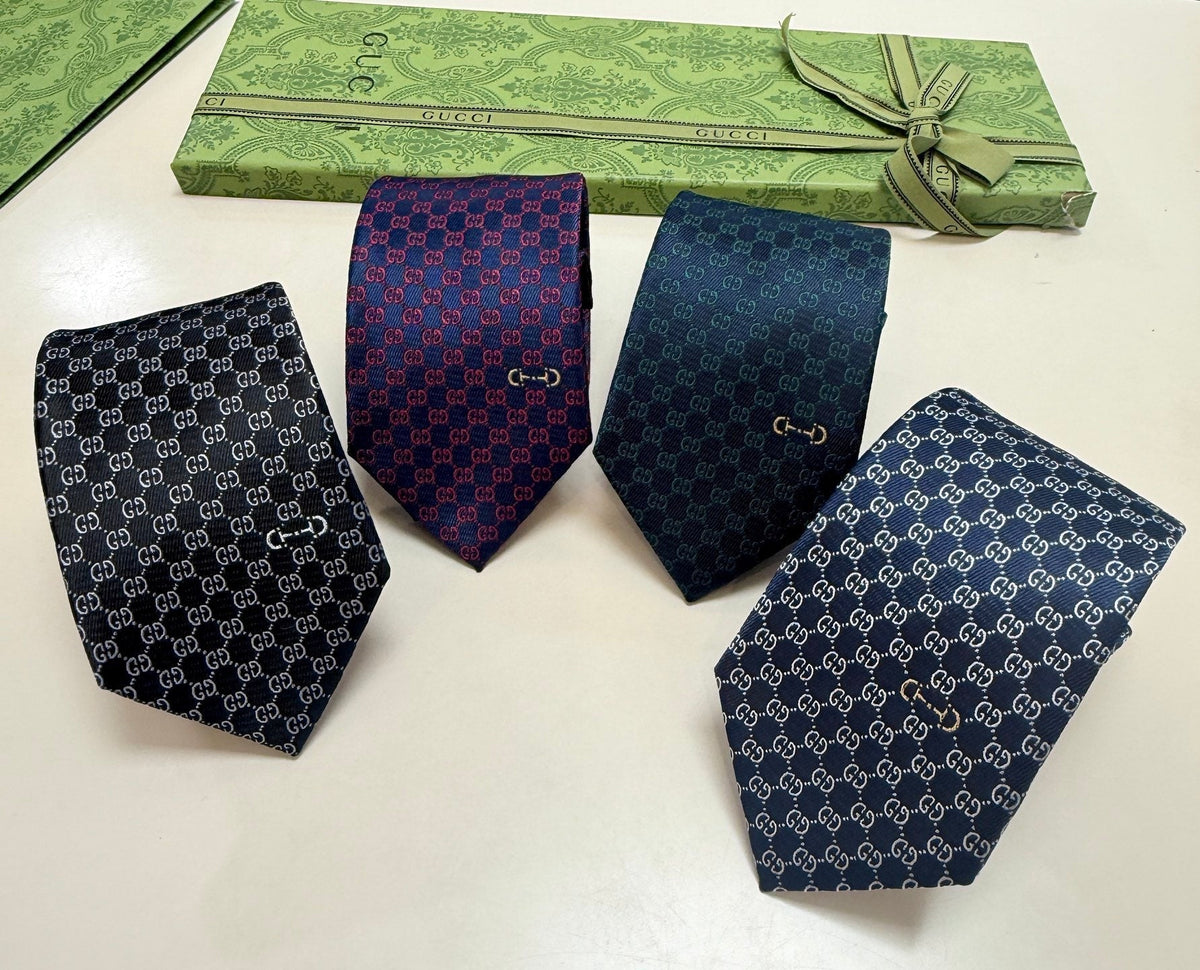 Gucci Style Men's Tonal GG Jacquard Silk Tie