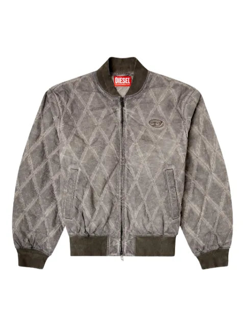 Diesel padded argyle-quilted bomber jacket