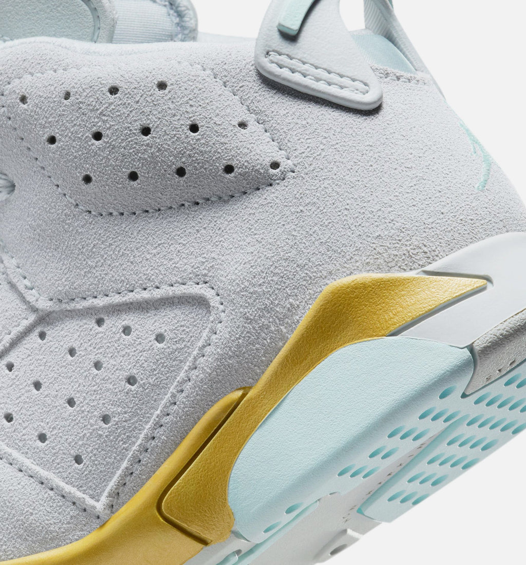 Air Jordan 6 Retro Pearl | Preschool Lifestyle Shoe | Pure Platinum/Glacier Blue/Metallic Gold