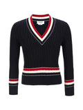 Thom Browne braid tape V-neck cotton sweater