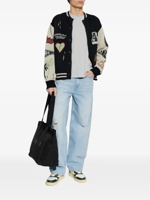 AllSaints Chase intarsia-knit distressed cardigan
