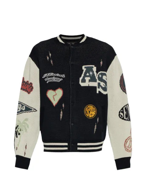 AllSaints Chase intarsia-knit distressed cardigan