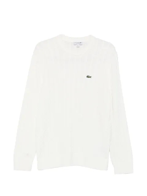 Lacoste cable-knit logo-patch sweater