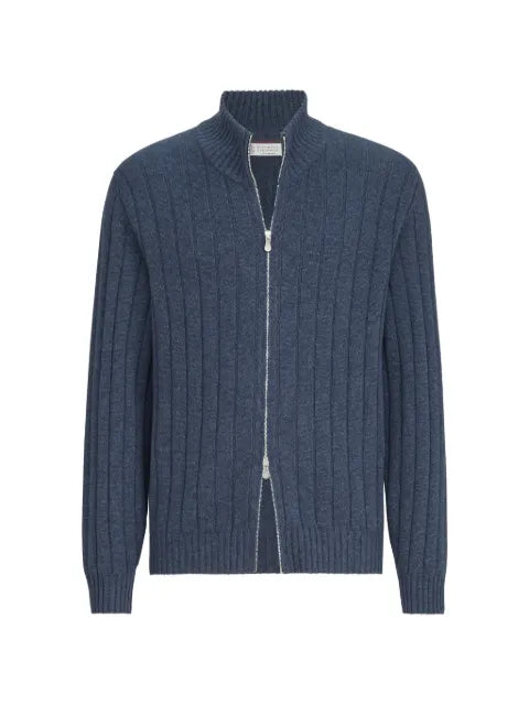 Brunello Cucinelli cashmere ribbed cardigan with zip