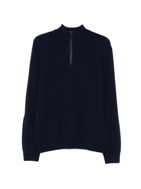 Canali half-zip waffle-knit sweater