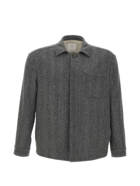 Eleventy herringbone-pattern wool-blend shirt jacket