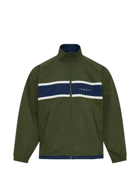 Vowels logo-print striped jacket