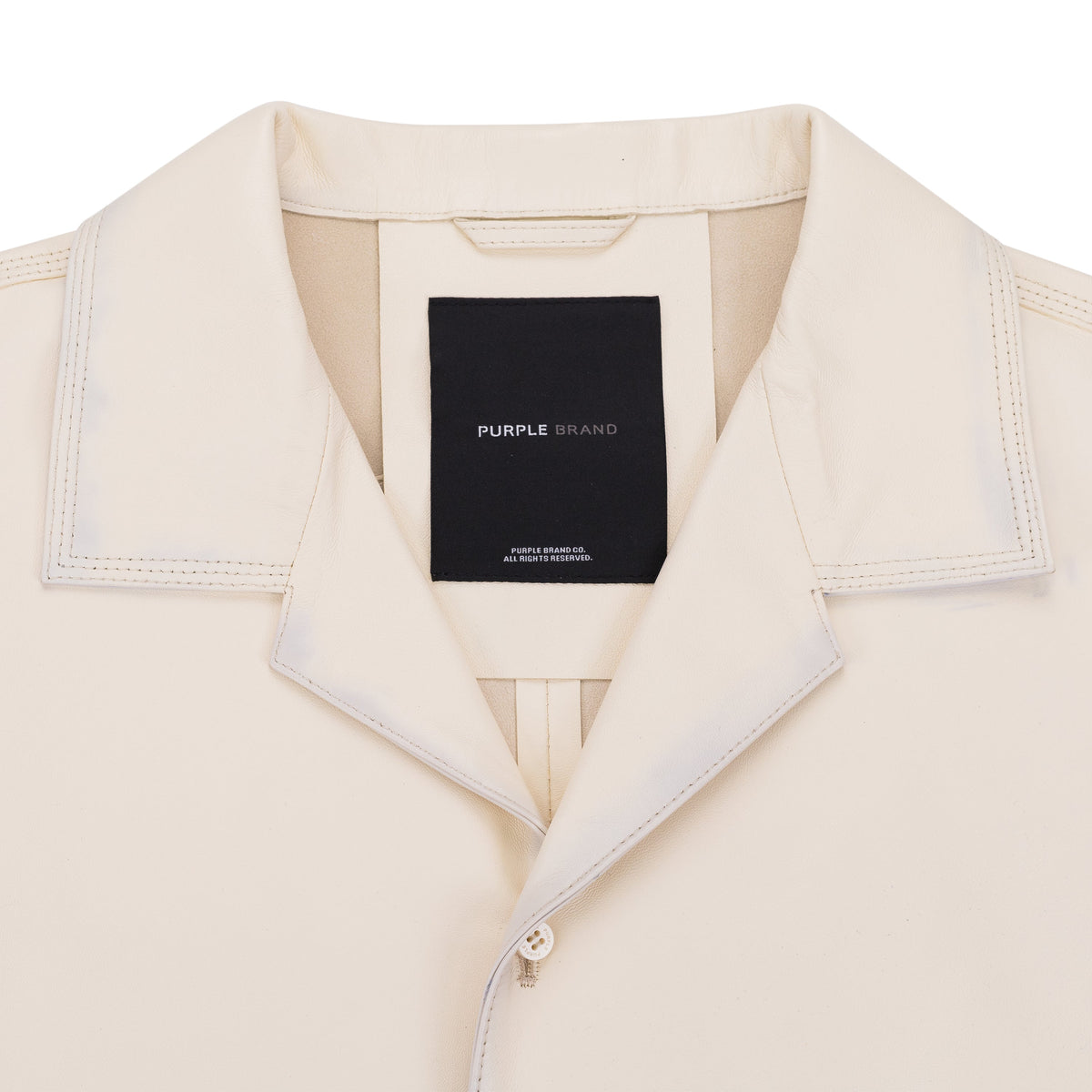 Antique White Leather Short Sleeve Shirt