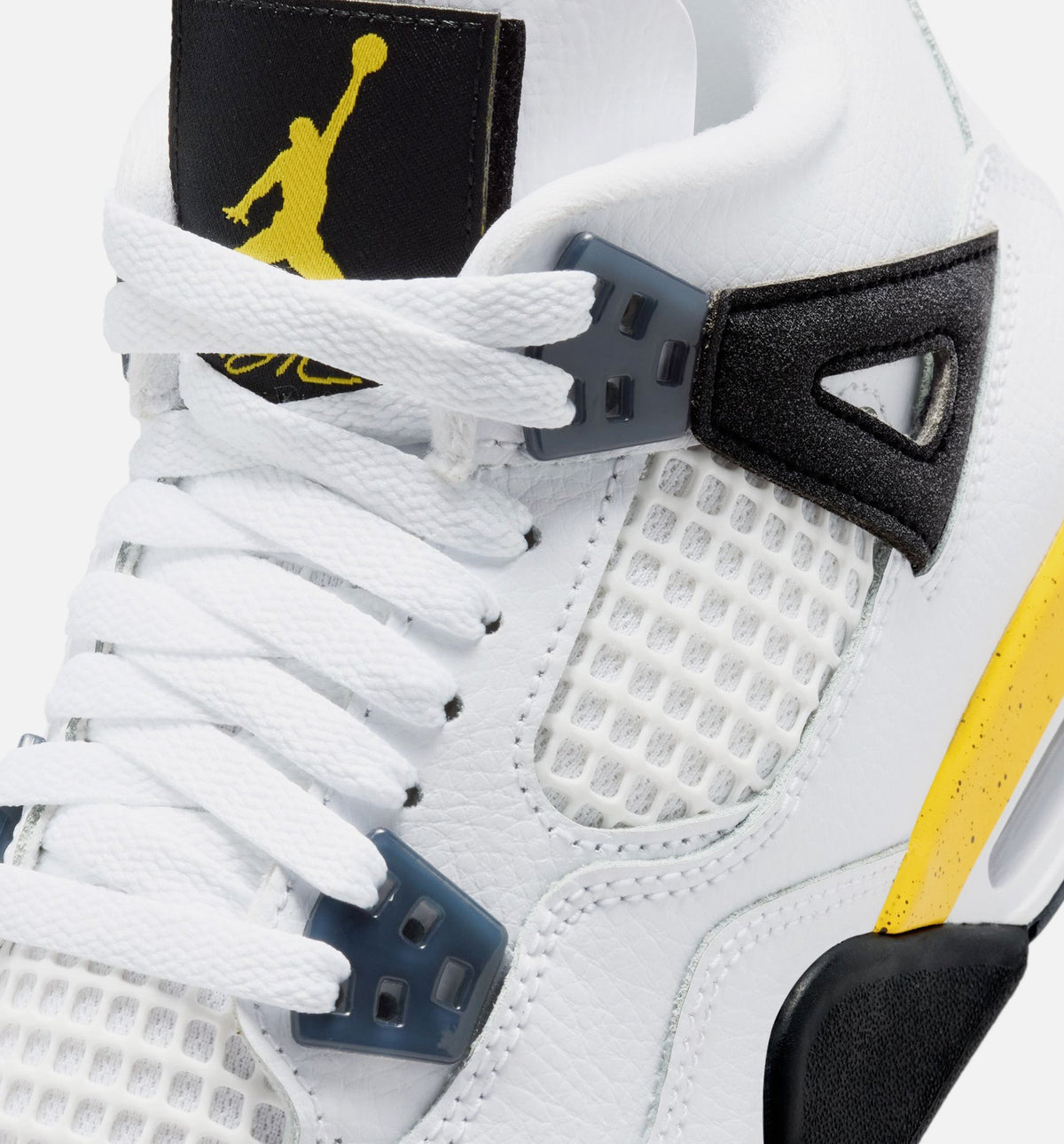Air Jordan 4 Retro Rare Air Tour Yellow Grade School Lifestyle Shoes - White/Dark Blue Grey/Black/Tour Yellow