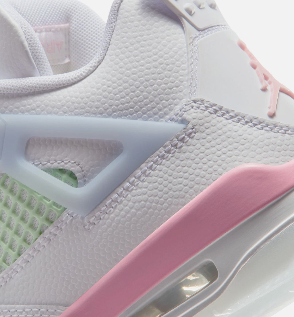 Air Jordan 4 Retro Medium Soft Pink Grade School Lifestyle Shoes - White/Medium Soft Pink/Half Blue