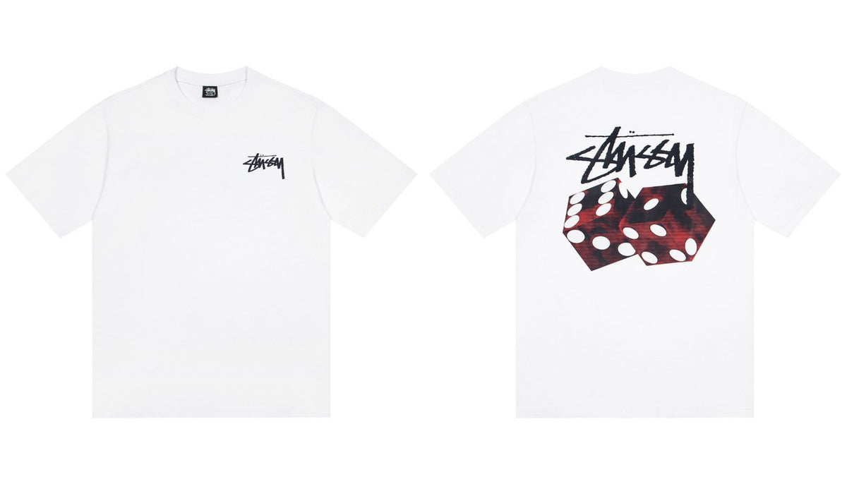 Stussy Red Dice Front And Back Graphic Short Sleeve Tee