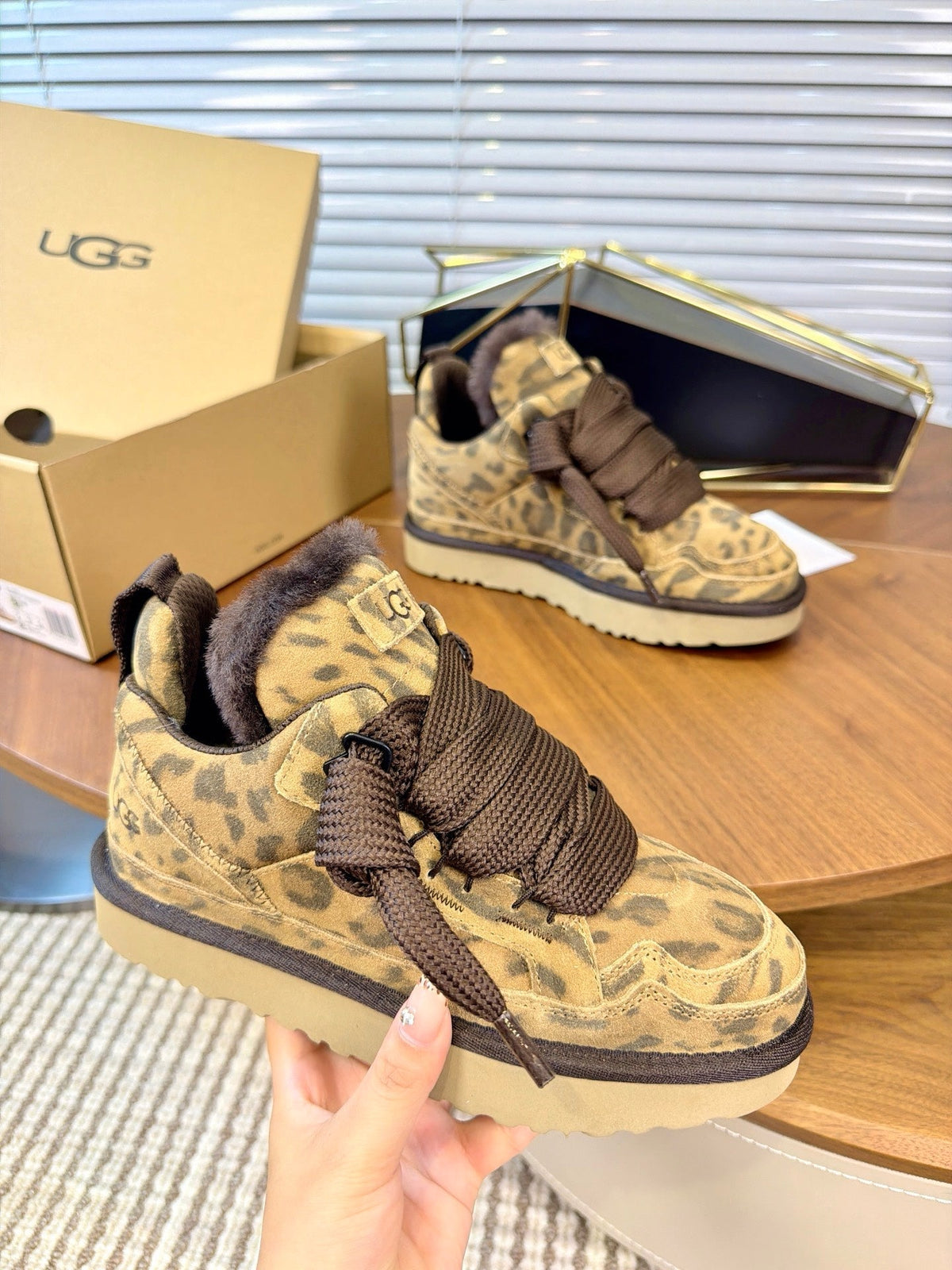 UGG Leopard Mel Suede Mesh Low-Top Shoes