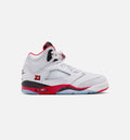Air Jordan 5 Retro Fire Red – Grade School Lifestyle Shoe in White/Fire Red/Black