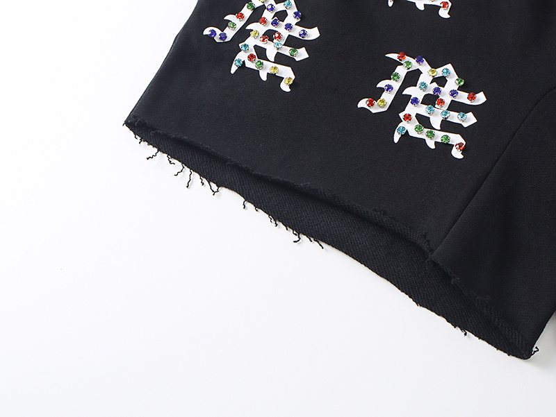 MIXED EMOTION Multicolor Rhinestone Graphic Shorts