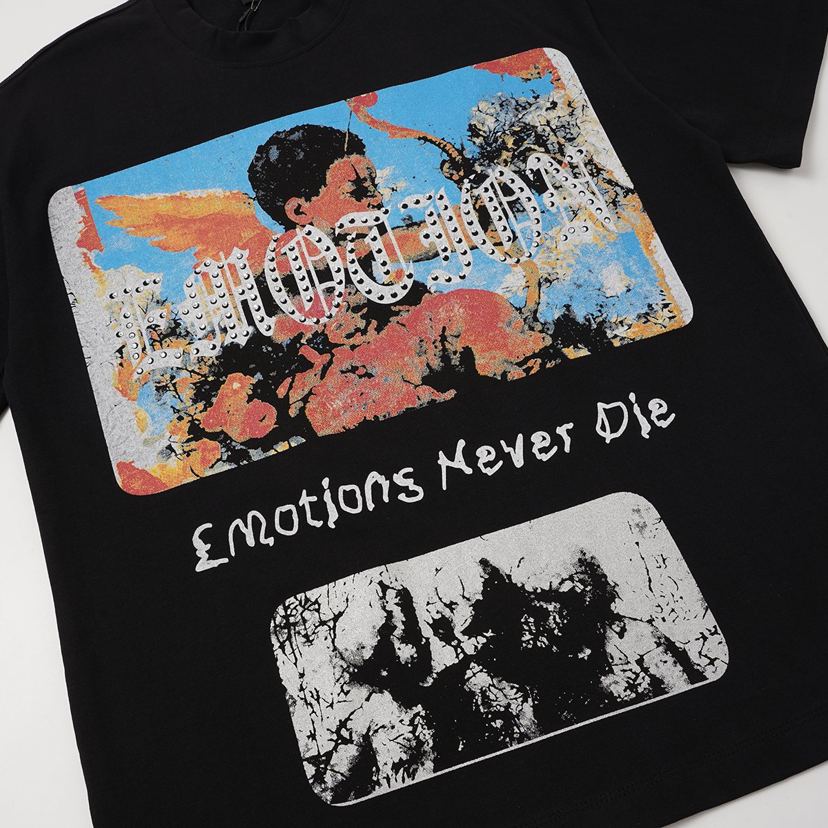 MIXED EMOTION Rhinestone Graphic T-Shirt
