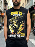 SAINT Rhinestone Graphic Sleeveless T-Shirt