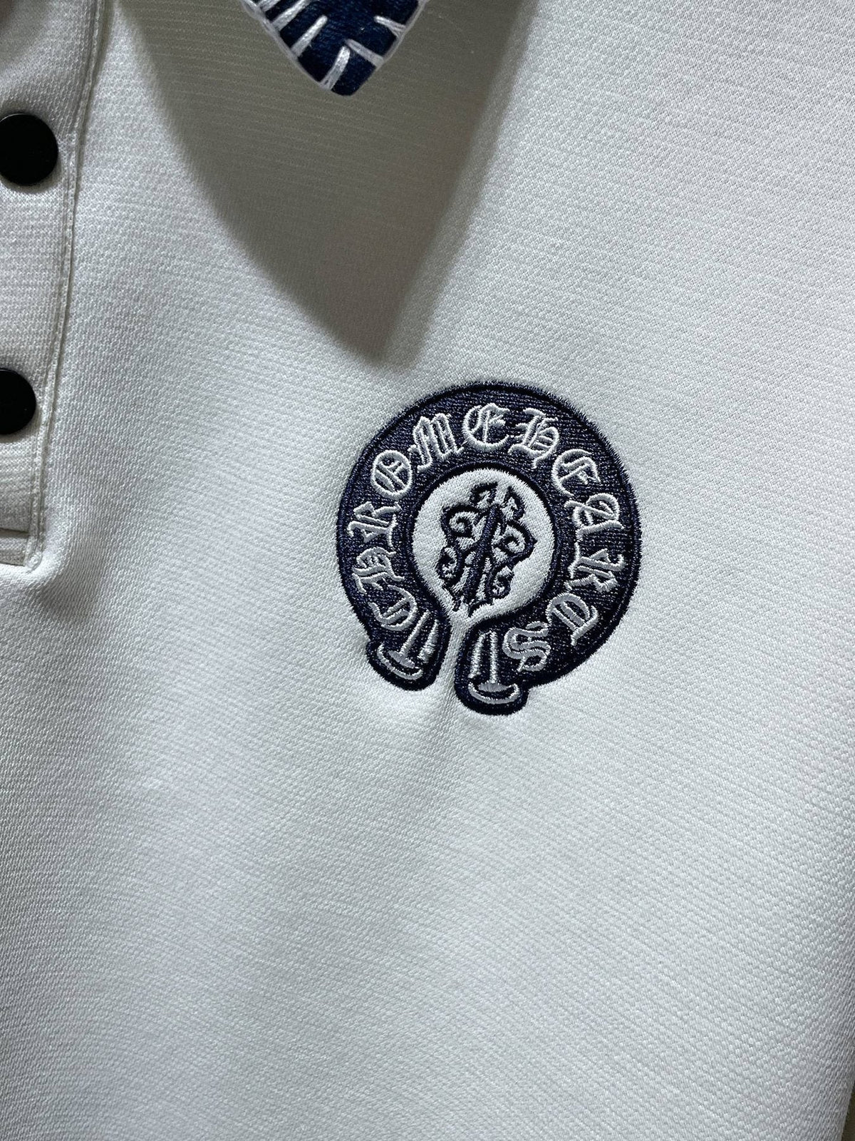 Chrome Hearts Ivory Contrast-Collar Polo Shirt