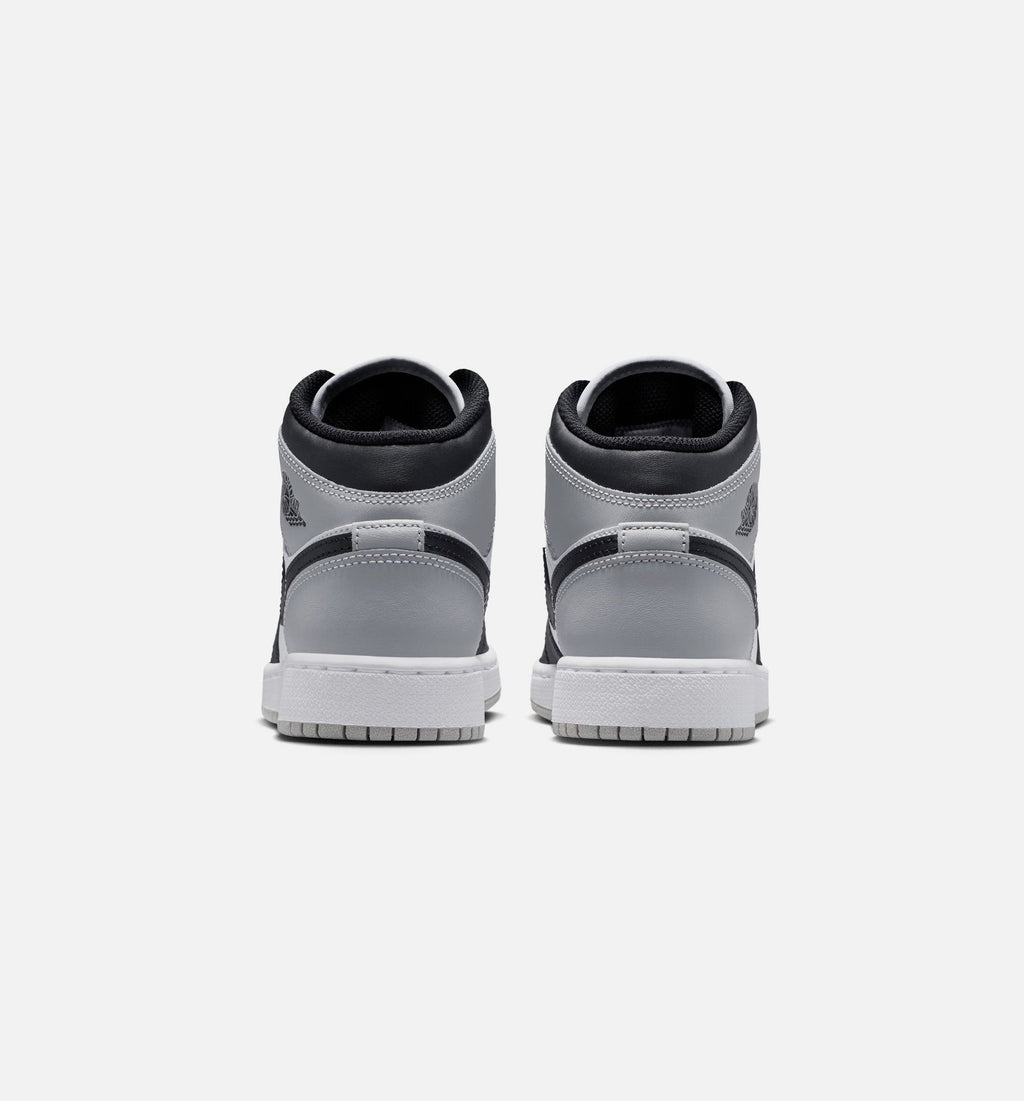 Air Jordan 1 Mid Grade School Lifestyle Shoes - White / Light Smoke Grey / Black