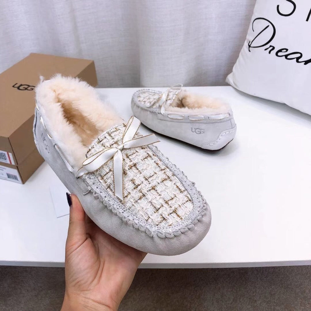 Pearl White Chanel-Style Driving Loafers — Sophisticated & Chic | New Arrival | In Stock