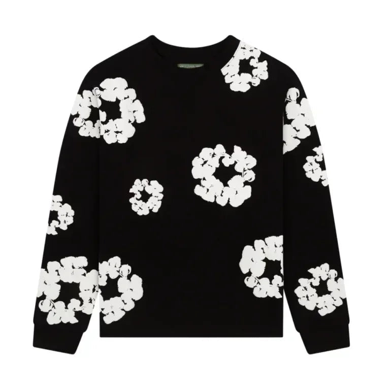 Denim Tears Long Sleeve Cotton Wreath T-shirt Black