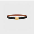 CELINE CL MEDIUM 25 MM REVERSIBLE FRAMED TRIOMPHE BELT BLACK AND BRONZE BROWN CALFSKIN GOLD HARDWARE