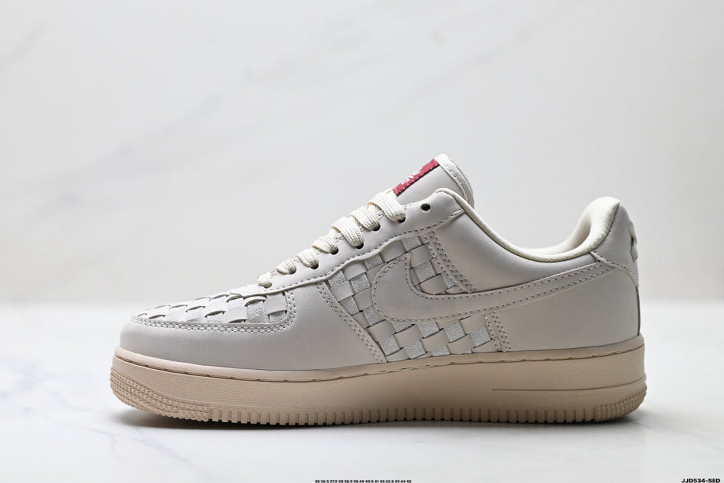 Nike Air Force 1 Low Cream Woven Unisex Sneakers Style 05