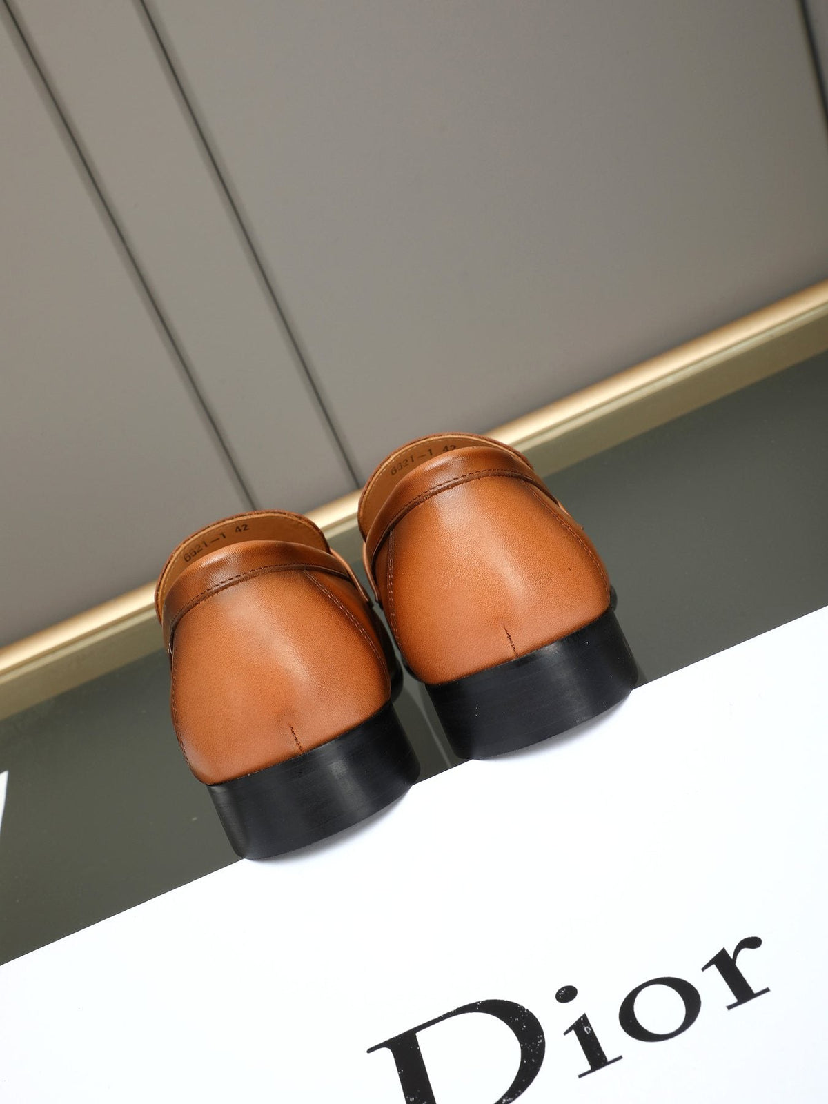 Dior Cognac Brown Gold-Hardware Loafers