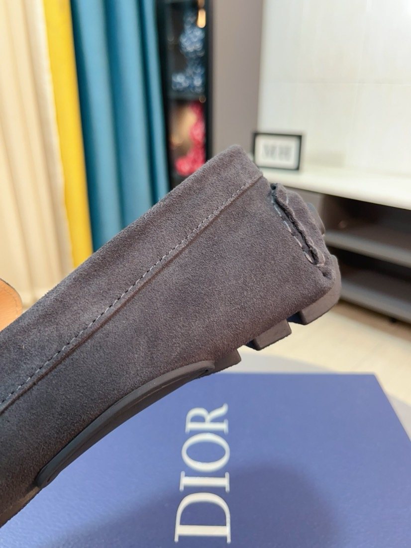Dior Dark Gray Metal Accent Loafers
