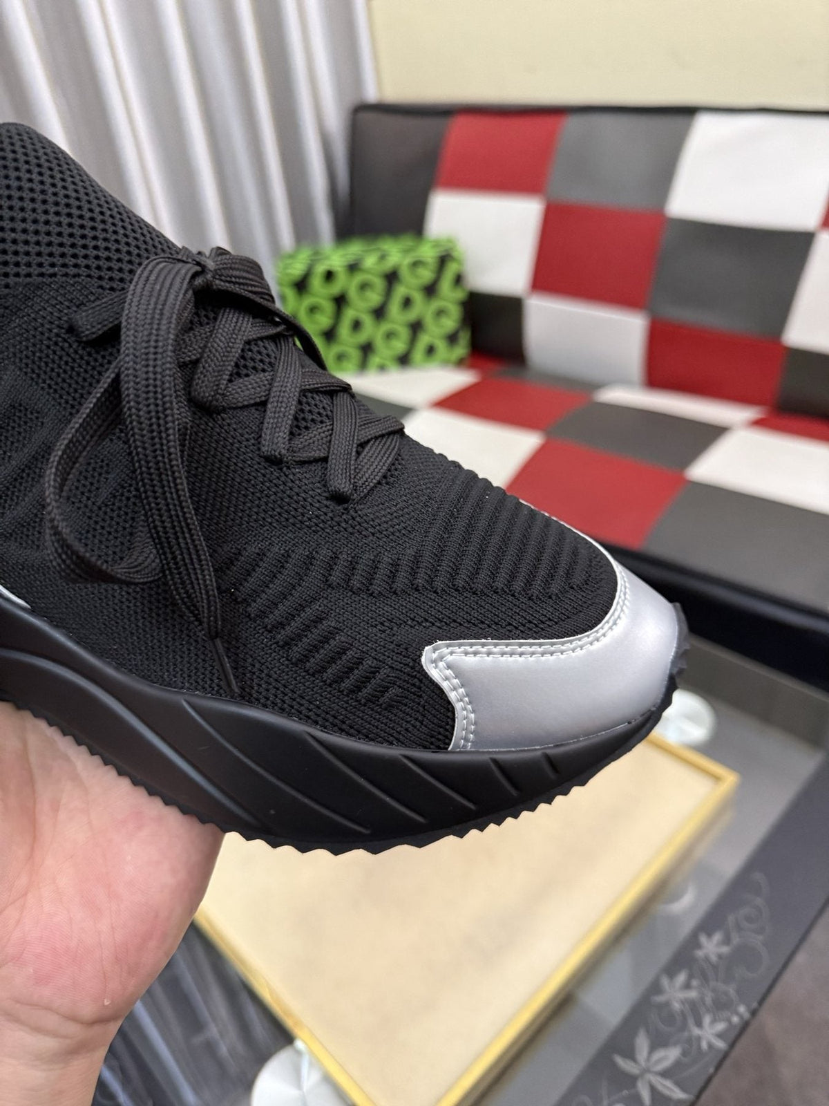 Dolce & Gabbana Black Sneakers with Silver Accents