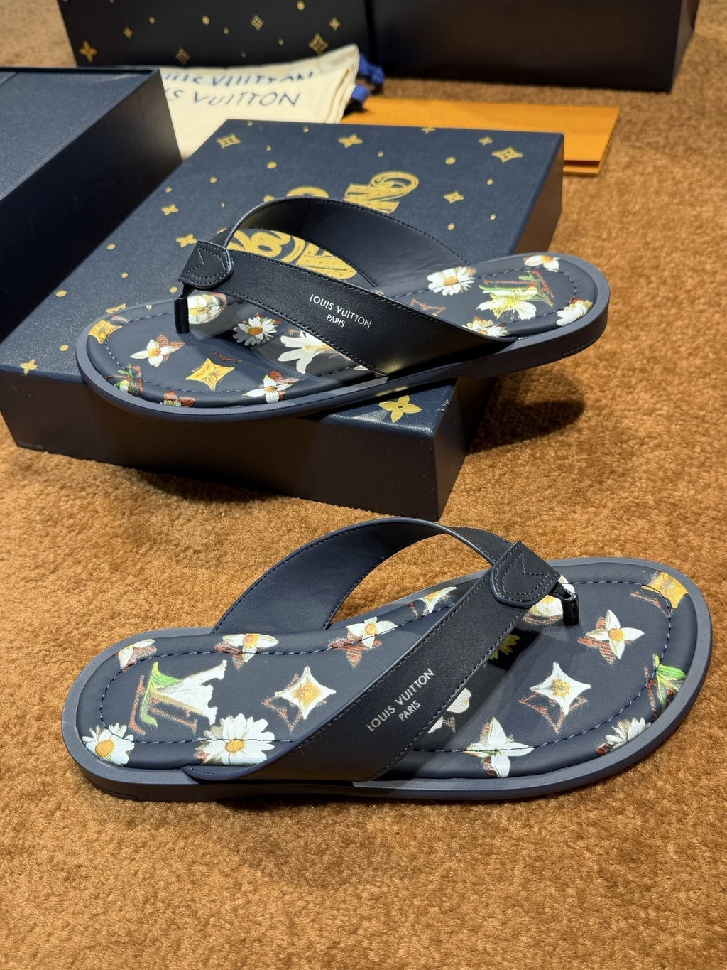 Louis Vuitton Floral Print Thong Sandals