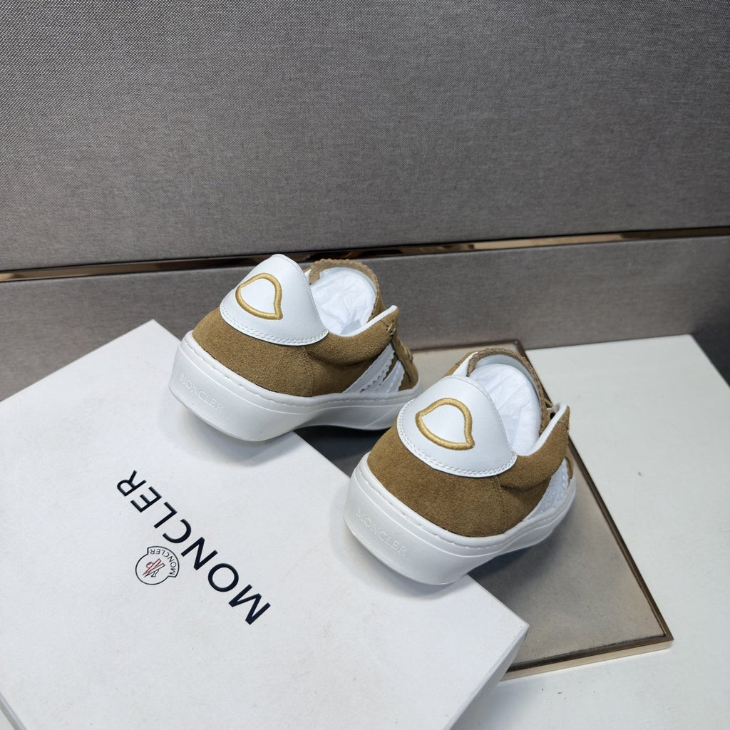 Moncler Men's Tan and White Striped Low-Top Sneakers