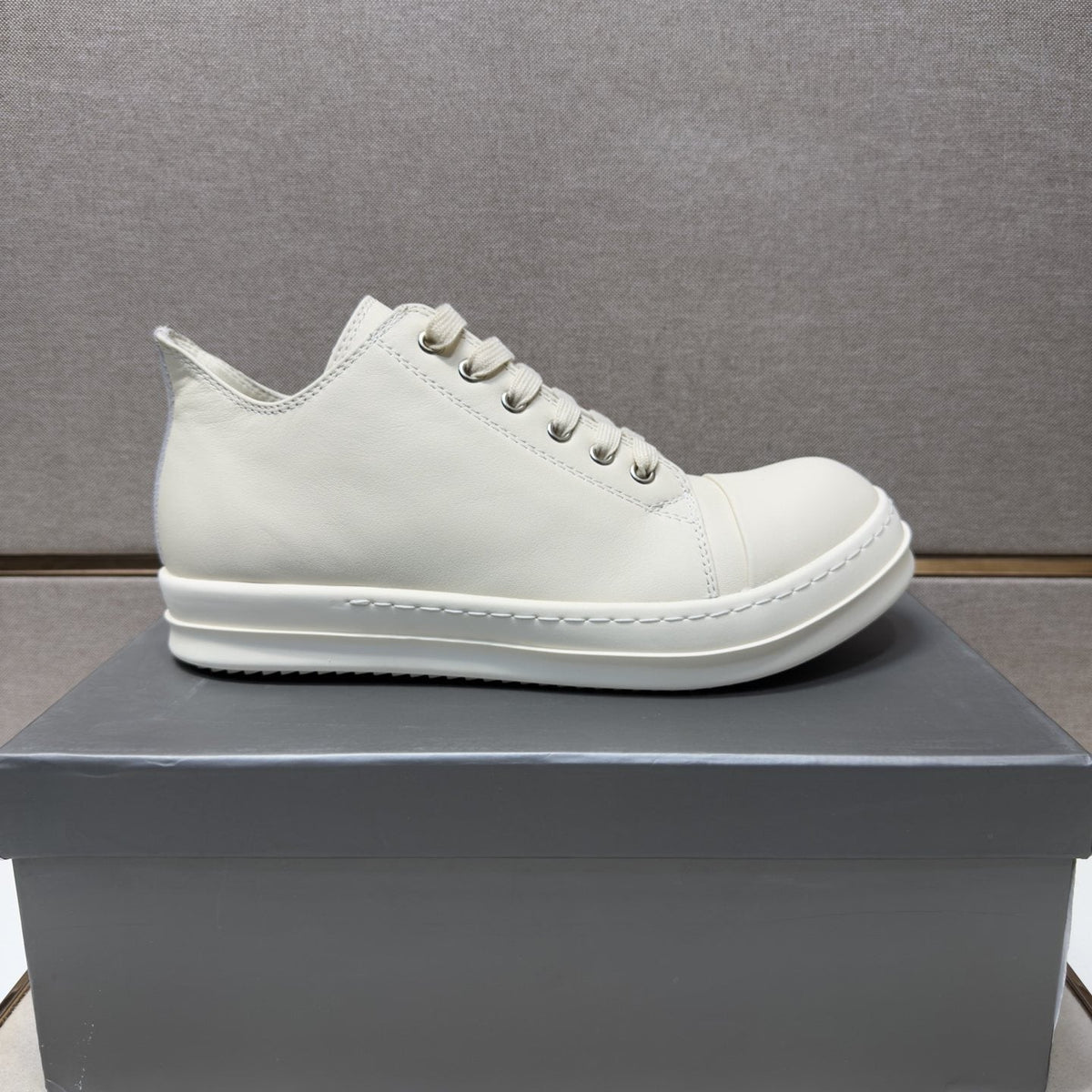 White Leather Low-Top Sneakers