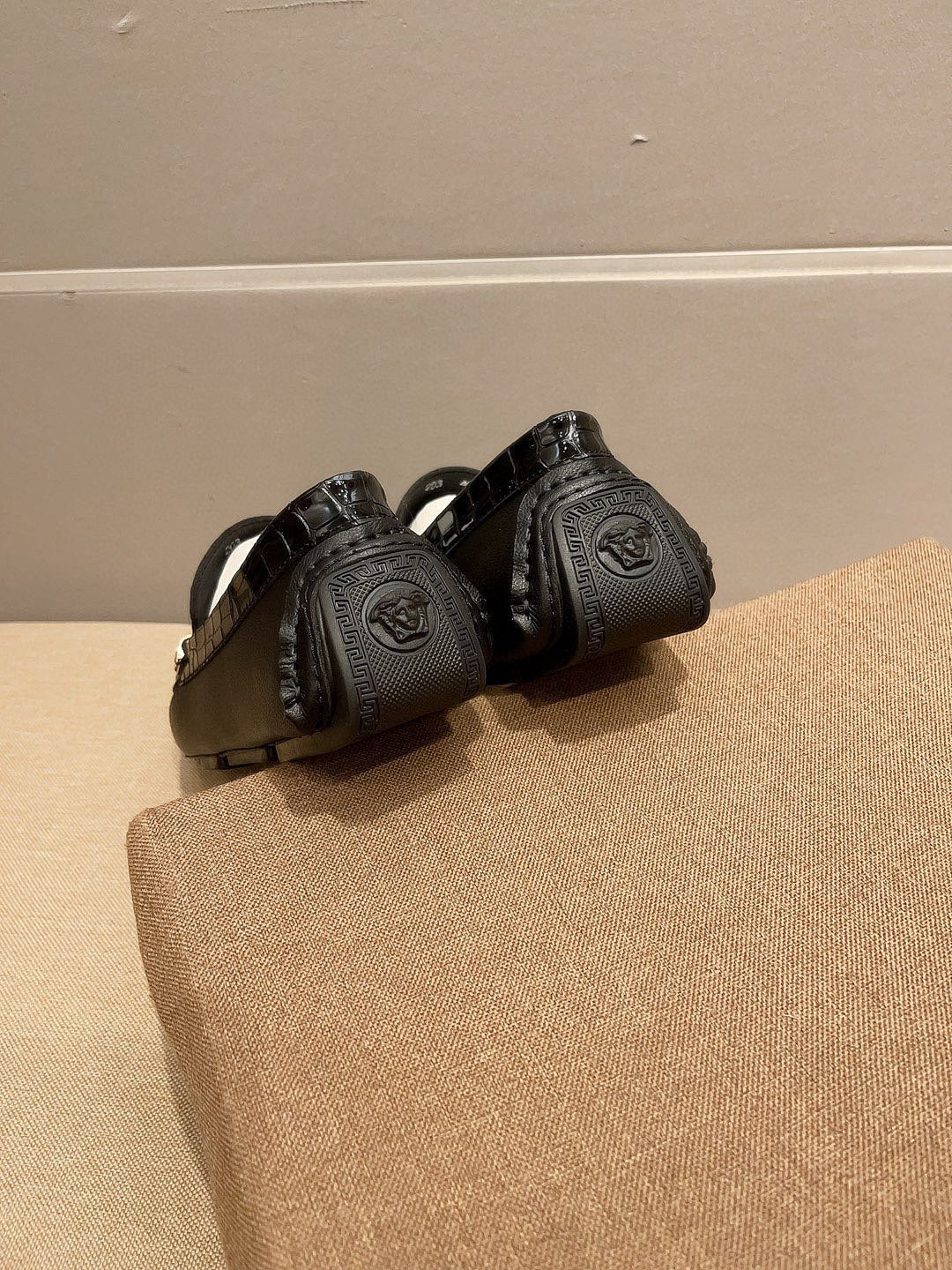 Versace Black Gold-Tone Hardware Loafers