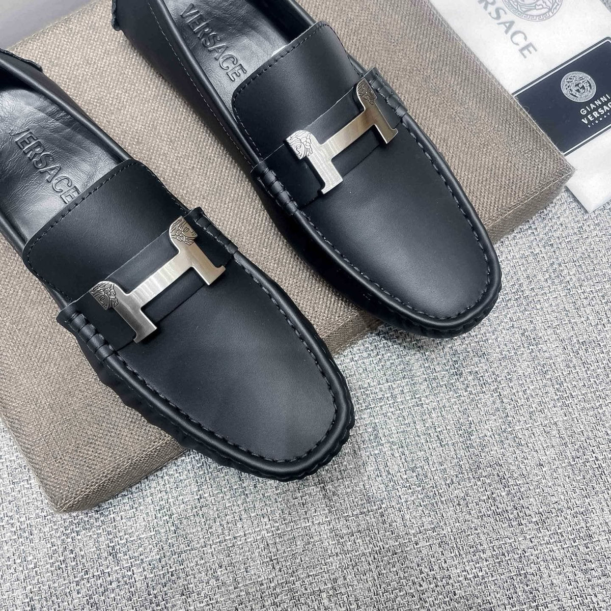 Versace Men's Black Bar Loafers