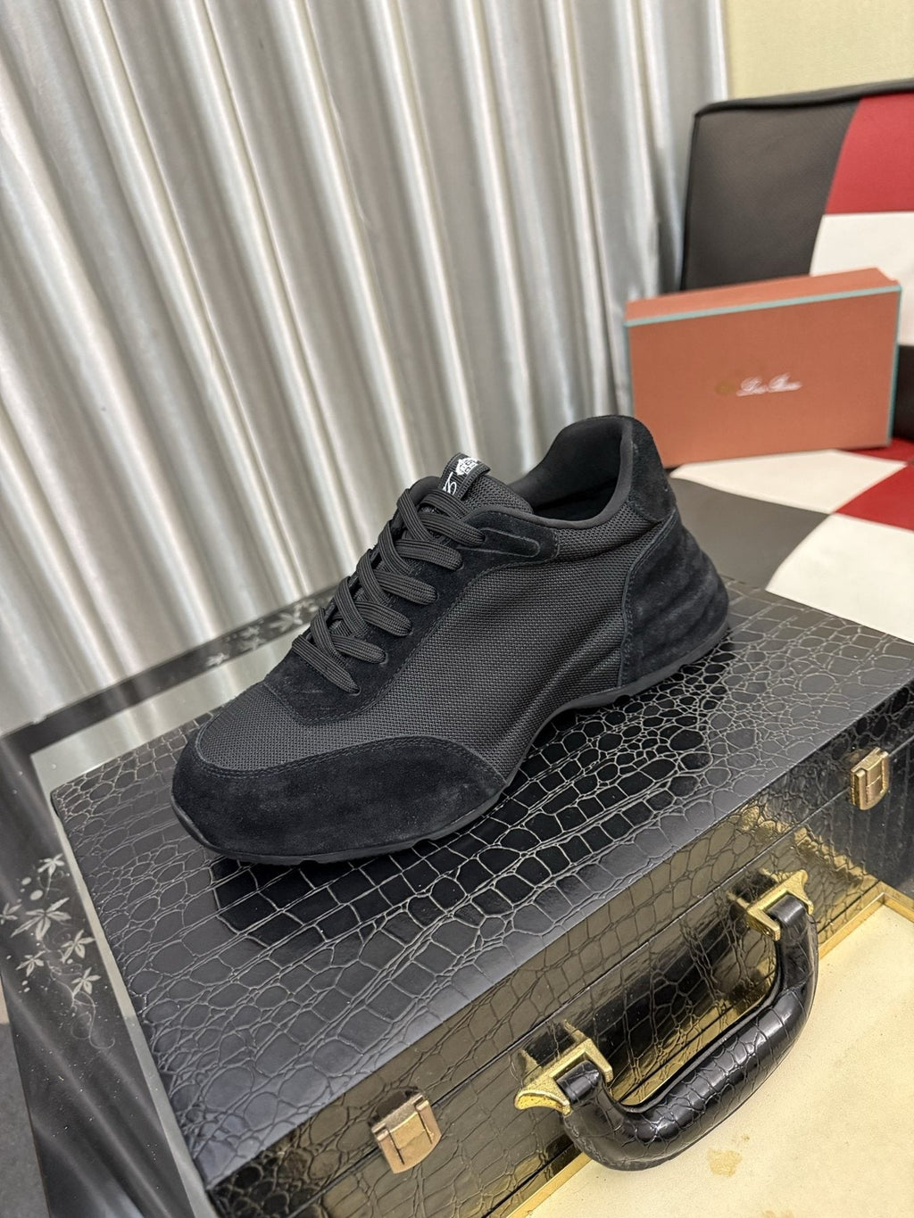 Loro Piana Low-Top Lace-Up Sneakers - Layered, Mixed-Texture Upper
