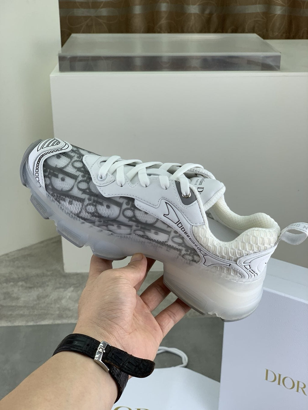 Dior Navy Patterned Low-Top Sneakers