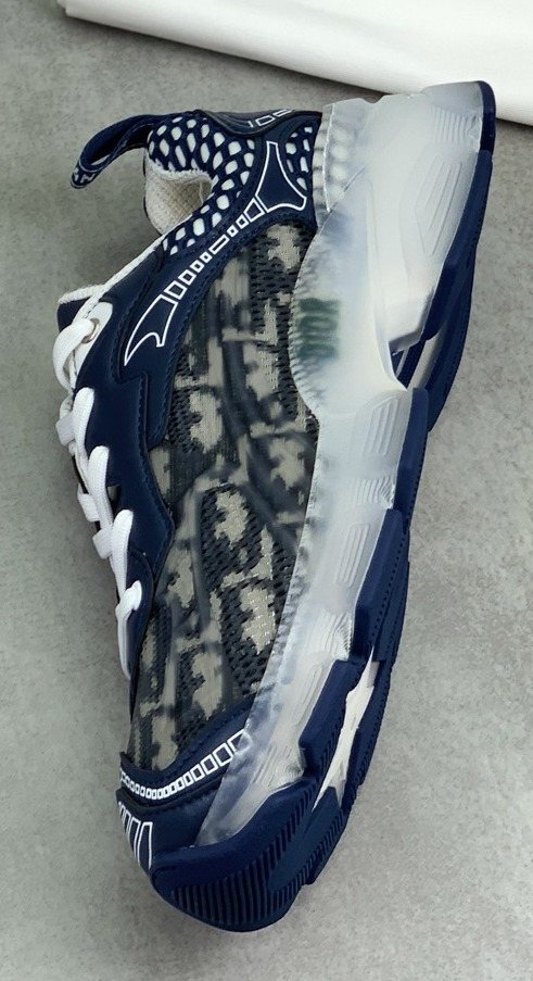Dior Navy Patterned Low-Top Sneakers