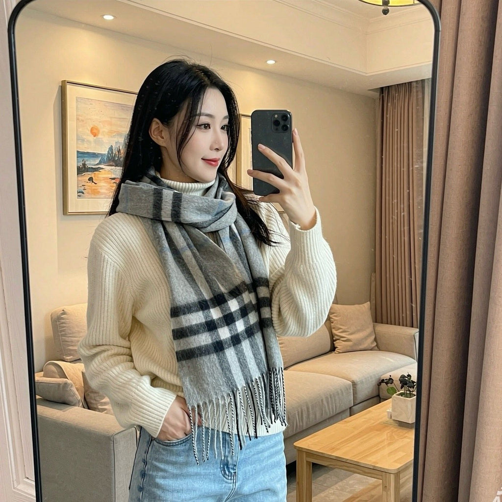 Burberry Fringed Plaid Scarf