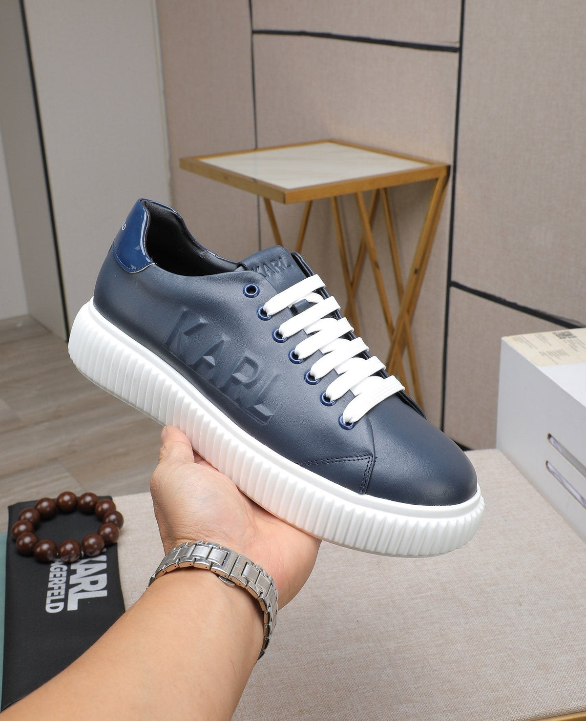 Karl Lagerfeld Embossed Logo Low-Top Sneakers