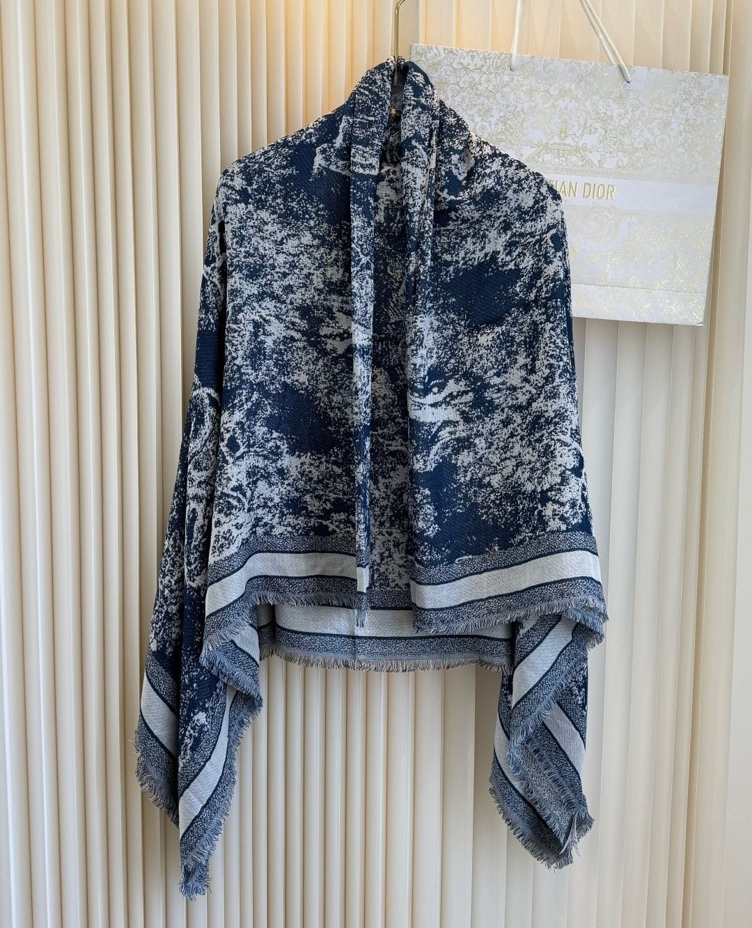 Dior Toile Print Fringe Square Scarf