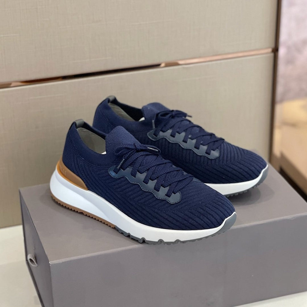 Brunello Cucinelli Men's Knit Lace-Up Sneakers - Textured Knit Upper