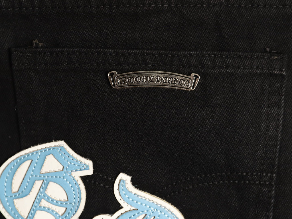 Chrome Hearts Cross-Motif Jeans with Back Lettering - Black/Blue